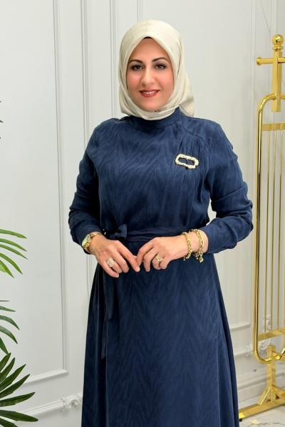 3057 Elbise Lacivert