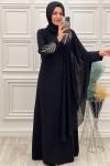 3065 Pelerinli Elbise Siyah Siyah
