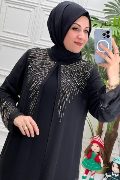 3091 Mona Abaya Elbise Siyah