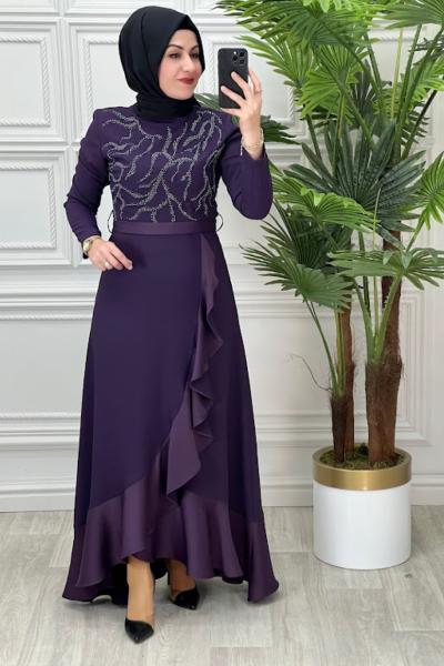 3103 Akasya Elbise Mor