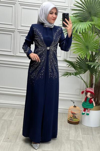 3112 Bergüzar Elbise İndigo