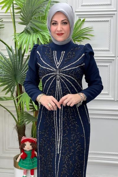 3113B Elbise Lacivert