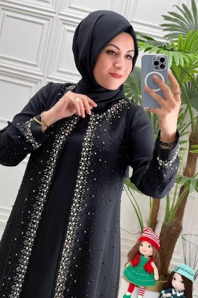 3116 İzem Abaya Elbise Siyah