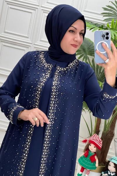 3116 İzem Abaya Elbise İndigo