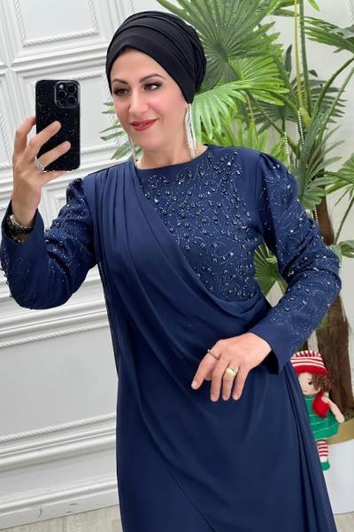 3118 Avşar elbise İndigo