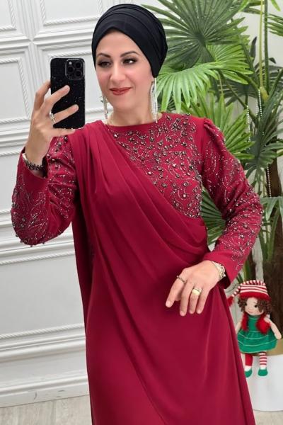 3118 Avşar elbise Kırmızı