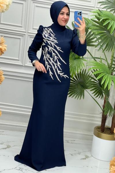 3145 Elbise  Lacivert