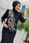 3145 Elbise  Siyah