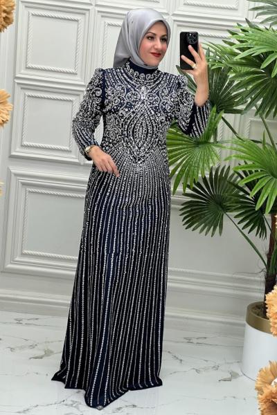 3150B Elbise  Lacivert