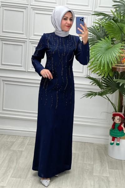 3170 Elbise Lacivert