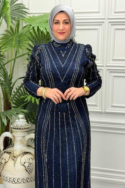 3182 Elbise  Lacivert