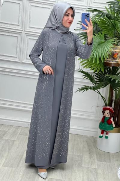 3184 Elbise Gri