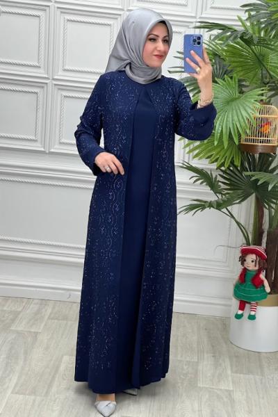 3184 Elbise Lacivert