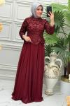 3185 Elbise Bordo