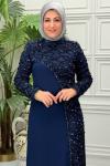 3186 Elbise Lacivert