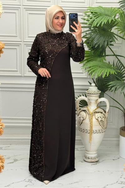 3186 Elbise Kahverengi