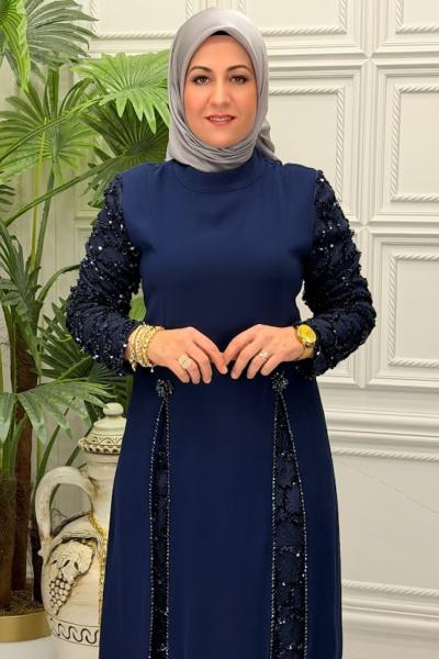 3188 Elbise Lacivert