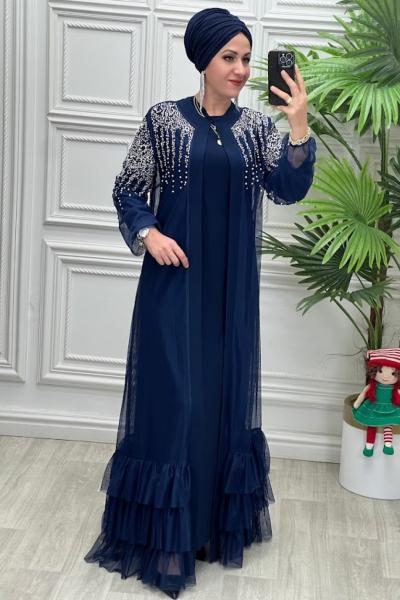 3191 Elbise Lacivert