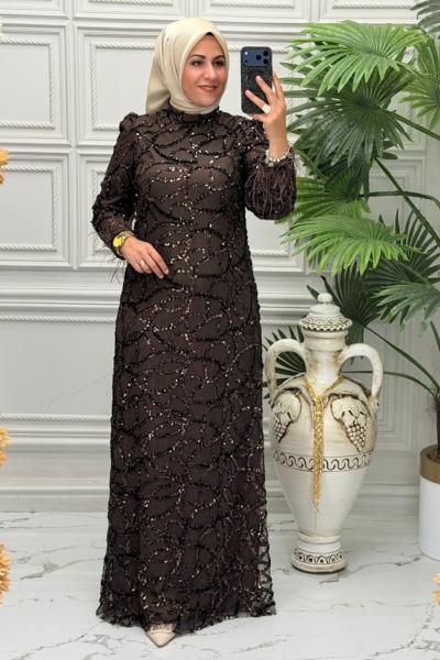3192 Elbise Kahverengi