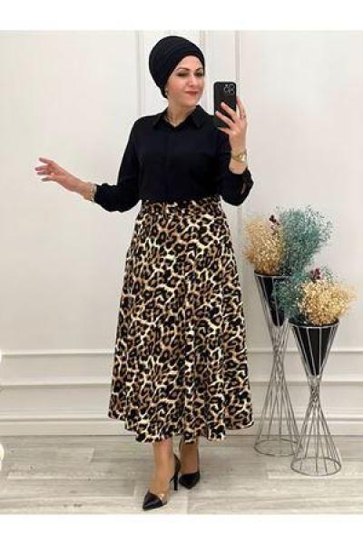 3281 Leopar Desenli Etek Leopar
