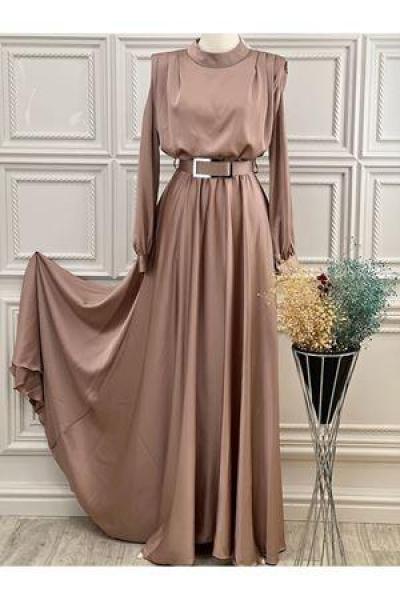 3378 Saten Elbise Sade Pudra Diğer