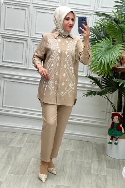 33827 Tunik Takım Vizon