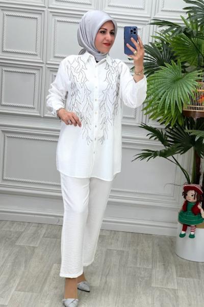 33829 Tunik Takım Ekru