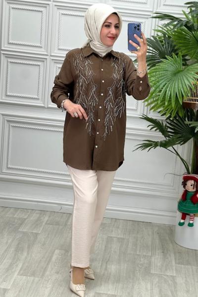 33829 Tunik Takım Kahverengi