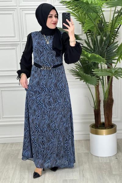 3411 Gazel Elbise Mavi