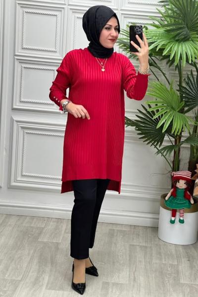 34121 Merserize Tunik Kırmızı