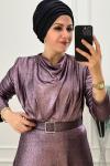 3494 Simli Elbise Lila Lila