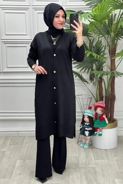 35023 Merserize Hırka Siyah