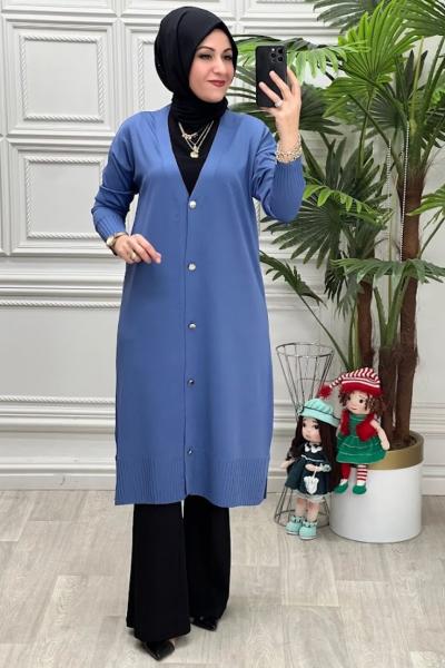 35023 Merserize Hırka İndigo