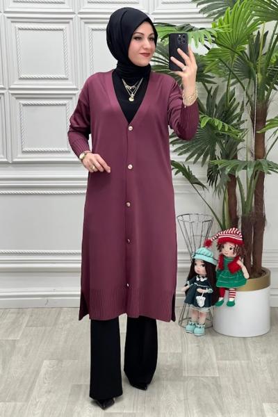 35023 Merserize Hırka Mürdüm