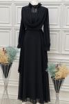 3674 Ahenk Elbise Siyah Siyah
