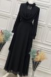 3674 Ahenk Elbise Siyah Siyah
