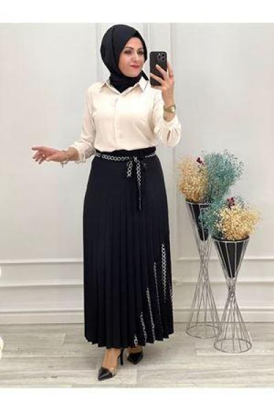 3699 Kemerli File Etek Siyah Diğer
