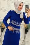 3715 İren Elbise Saks Mavisi