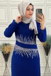 3715 İren Elbise Saks Mavisi