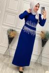 3715 İren Elbise Saks Mavisi