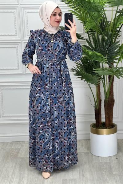 3766 Ezgin Elbise Mavi