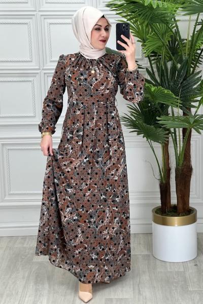 3766 Ezgin Elbise Taba