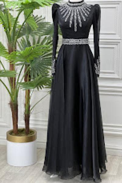 3774 Meyra Tül Abiye Siyah