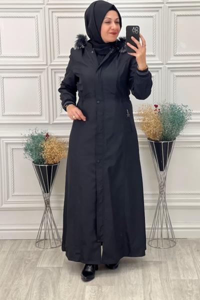 3802 Bel Lastikli Tam Boy Bondid Kaban Siyah