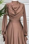 3806 Balkız Elbise  Kahverengi