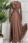 3806 Balkız Elbise  Kahverengi