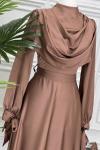 3806 Balkız Elbise  Kahverengi