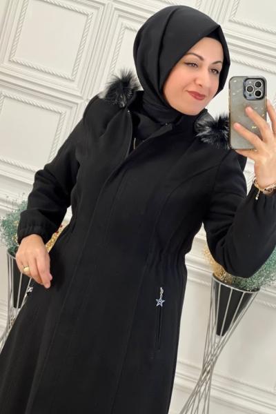 3823 Kaşe Kaban Siyah