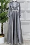 3824 Yudum Elbise  Gri