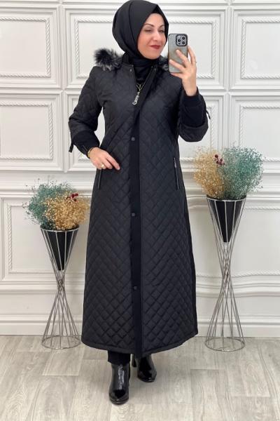 3825 Kapitone Pardesü Siyah